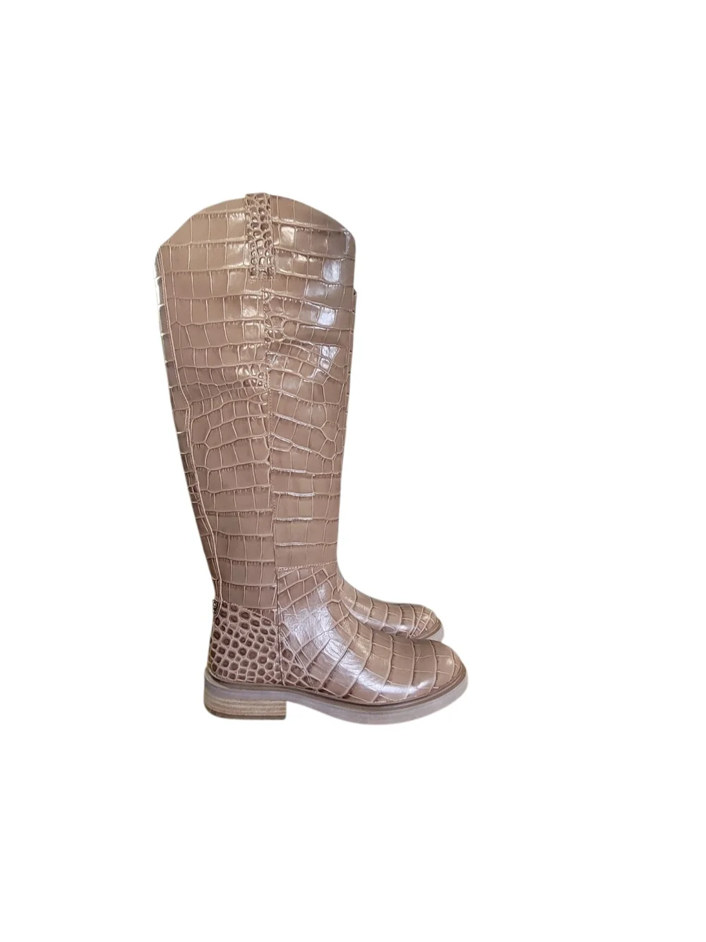 Sam Edelman Fable Croc-Embossed Knee-High Boots - Brown